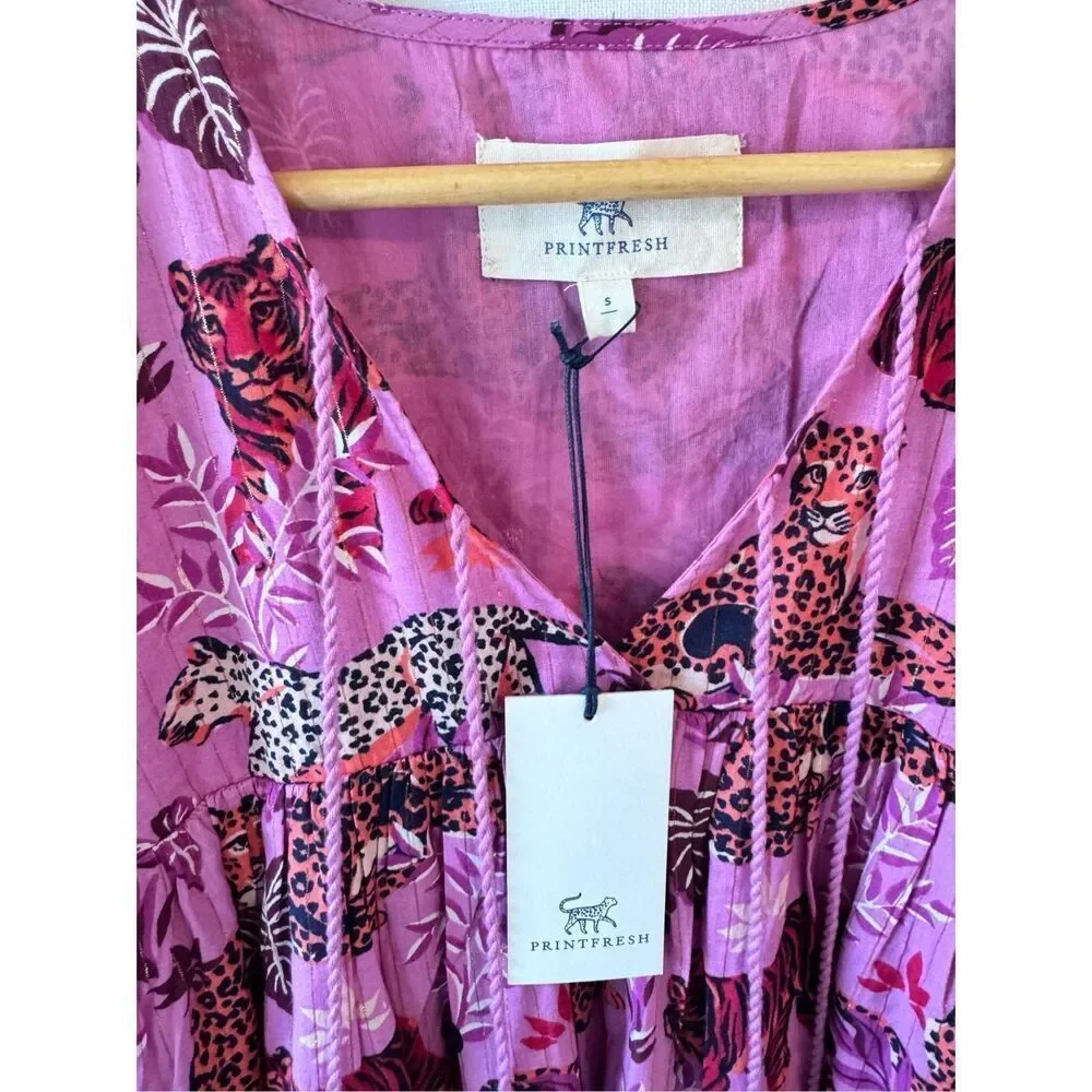 NWT Printfresh Day Tripper Dress I Feline Fatale (Purple) Size‎ Small